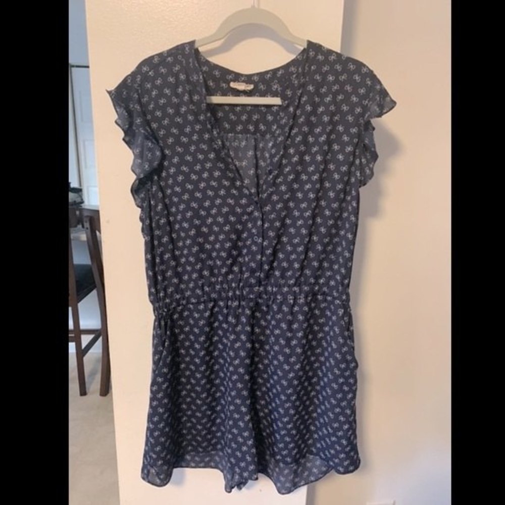 MAIDON JULES Navy Bow Print Romper